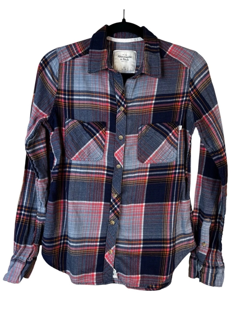 Abercrombie & Fitch Women's Y2K Button Down Shirt Plaid Size Small S Fitted Top